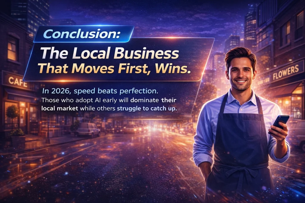 Collage image with food plate, digital elements, and text about early AI adoption for business success