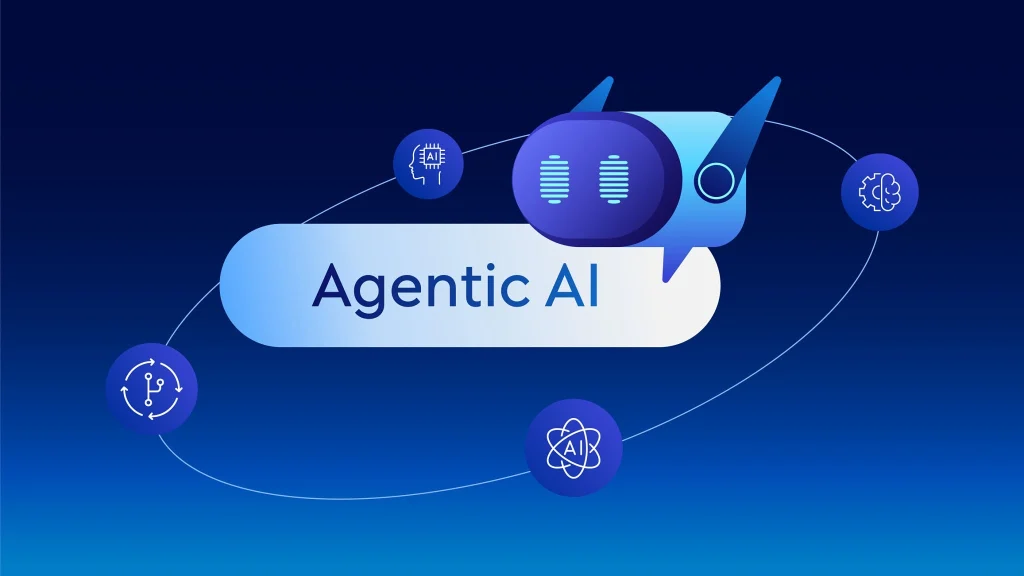 Modern digital graphic showing Agentic AI workflow and autonomous chatbot concept for professionals in 2026